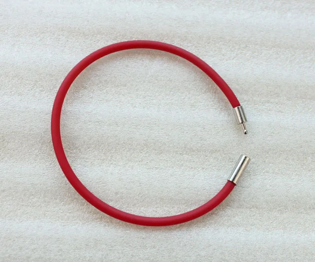 24PCS Red Rubber Cord Silver Color Bayonet Clasp Bracelets #23494