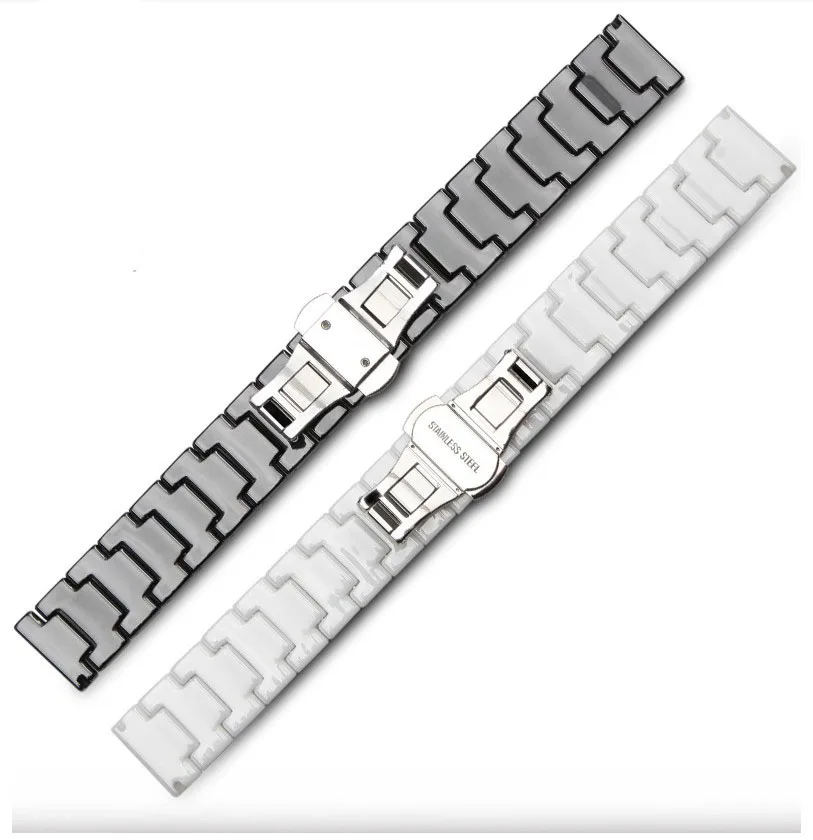 Ceramic Watch Band 14mm 16mm 20mm 22mm Ceramic Watch Strap Women Men Band Butterfky Buckle Watchband Wrist Belt