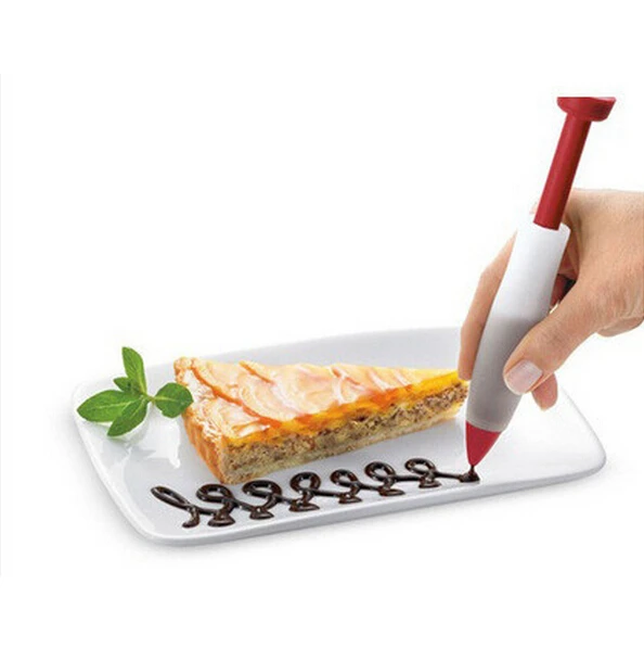 1pcs Protable Silicone Plate Pen Cake Cookie Pastry Cream Chocolate Icing Decorating Syringe Tools(00091)