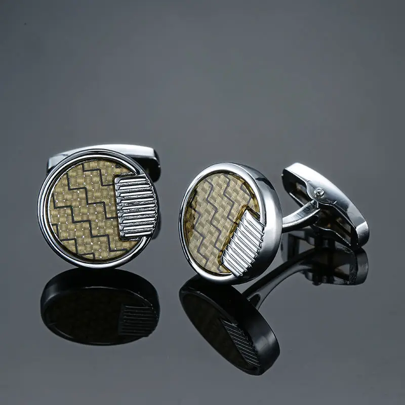 DY  Men French shirt Cufflinks  New high quality enamel round carving pattern retro pattern Cuff buckle