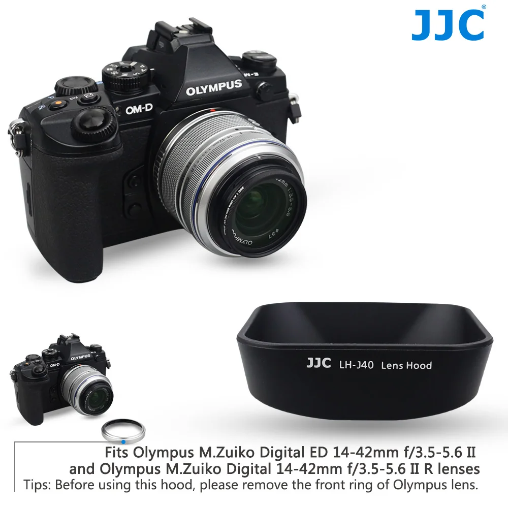 JJC LH-40 Square Lens Hood Compatible with Olympus M.Zuiko Digita 14-42mm 1:3.5-5.6 II &14-42mm 1:3.5-5.6 II R Lens Pen EP7 EM10