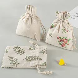 DIY 잡다한 공예 파우치 선물 사탕 가방 웨딩 파티 장식 가방에 대 한 3 개 인쇄 꽃 코튼 패브릭 선물 가방, 드로스트링 가방