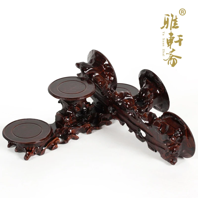 Z Zhai Jade Carved Stone Gallery] rosewood handicrafts base teapot base high and two low.