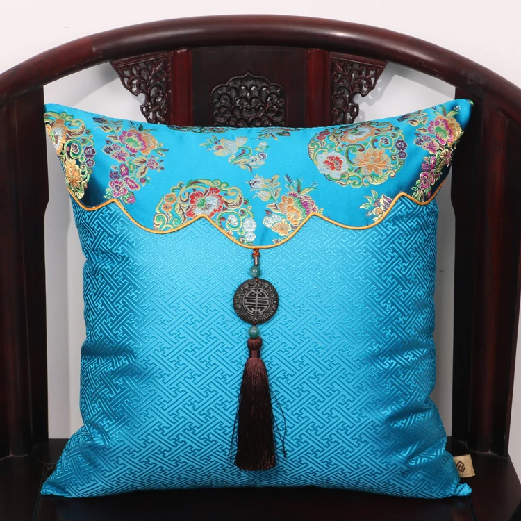 

Luxury Jade Patchwork Natural Mulberry Silk Pillow Case Cushion Cover Christmas Sofa Chair Covers China Cushion Decor