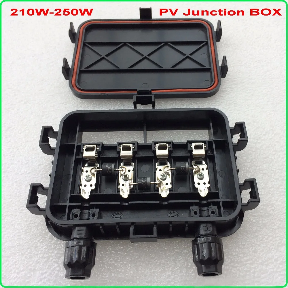 

210W - 250W Solar Junction Box waterproof IP65 for solar cells panel connect PV junction box solar cable connection with diode