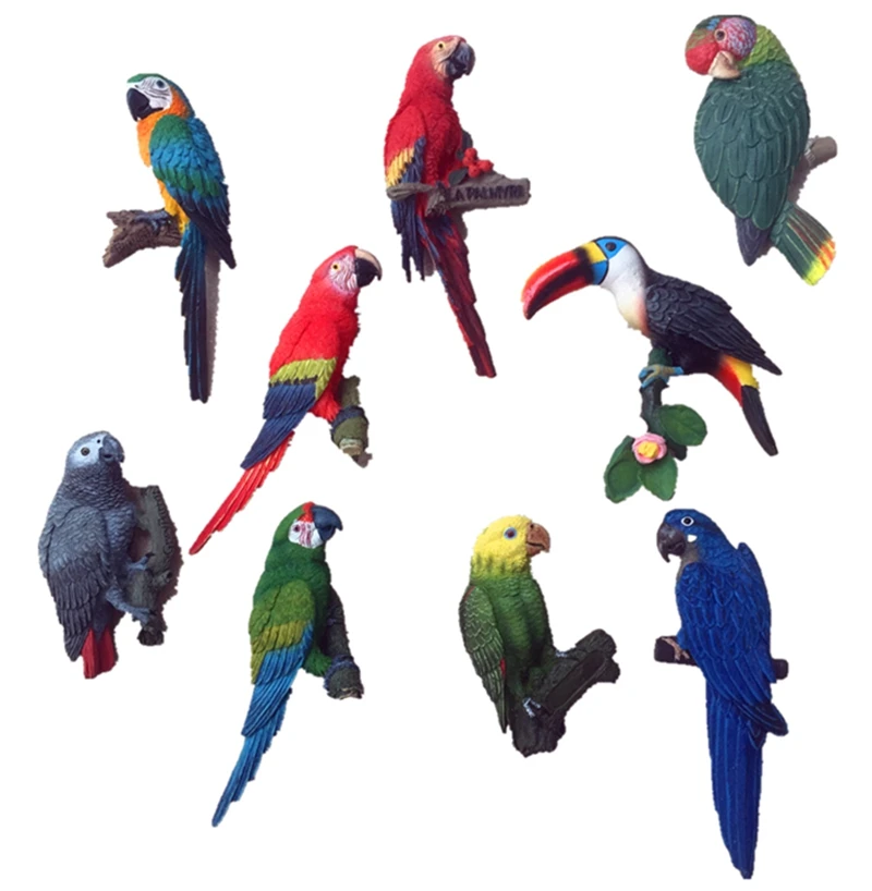 New Handmade Painted Cute Parrot 3D Fridge Magnets Tourism Souvenirs Refrigerator Magnetic Stickers Gift