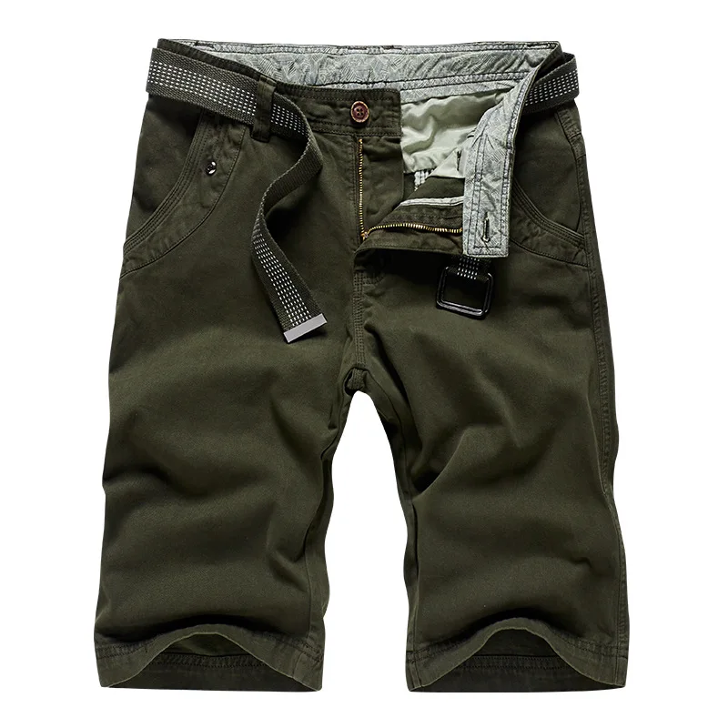 

100% Cotton Solid Cargo Shorts Men 2023 New Fashion Summer Army Military Loose Work Cargo Shorts Casul Male Short Pants