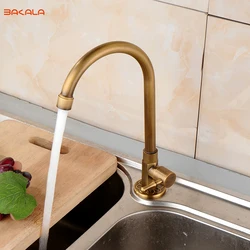 BAKALA nuovo ottone antico cucina montato sul ponte rubinetto economico rubinetto girevole rotazione lavello singolo rubinetto freddo acqua fredda o calda