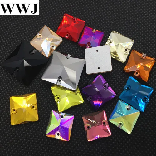 All Size&Colors Wholesale Factory Price Square Shape Sew On Stone 8mm 10mm 12mm 14mm 16mm 22mm Sewing Glass Crystals