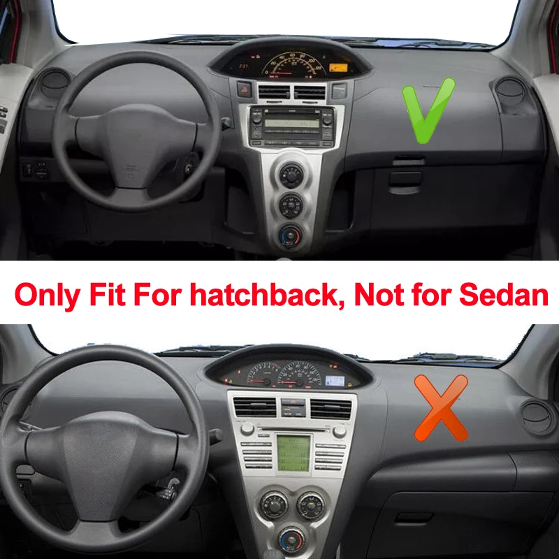 2 Layers Car Inner Dashboard Cover Dashmat Pad Carpet Sun Shade For Toyota Vitz / Yaris Hatchback 2006 - 2011 Left Hand Drive