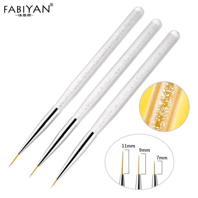 3Pcs/Set Nail Art Liner Painting Pen Brush Metal Gold Gel UV Polish Tips Flower 3D Design Manicure Pedicure Drawing DIY Tool Kit