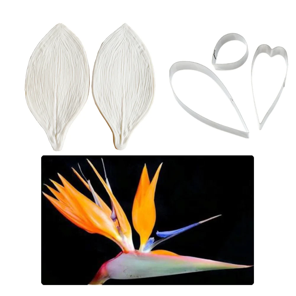 Large Gumpaste Strelitzia Birds of Paradise Silicone Mold Flower Cake Decorating Tools Gumpaste,Sugarcraft Clay Moulds CS374