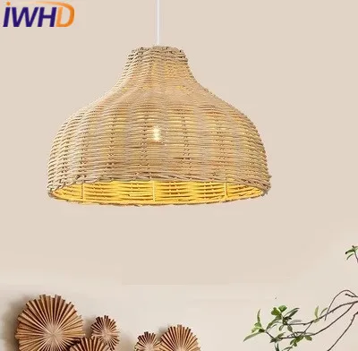 

IWHD Bamboo Pendant Lights Modern Brief Restaurant Iron Pendant Lamp Home Lighting Fixtures e27 220v For decor Lamparas