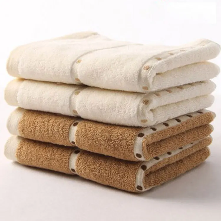 100% Cotton High Quality Face Care Bath Towels For Adults 80*34cm White And Beige