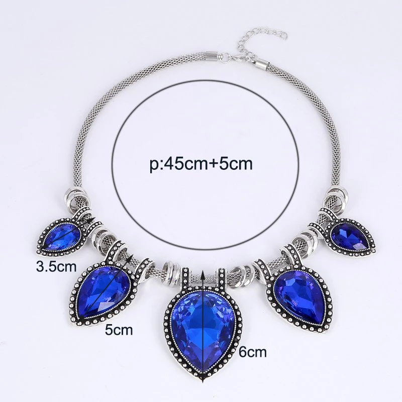 Fashion Statement Maxi Choker Chain Necklace for Women Collares Collier Femme Blue Green White Glass Crystal Wedding Jewelry