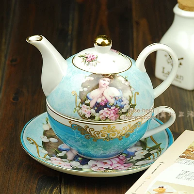 

British rural China gilded edge cluster afternoon tea pot cup teapot set [optional multi style marry guci