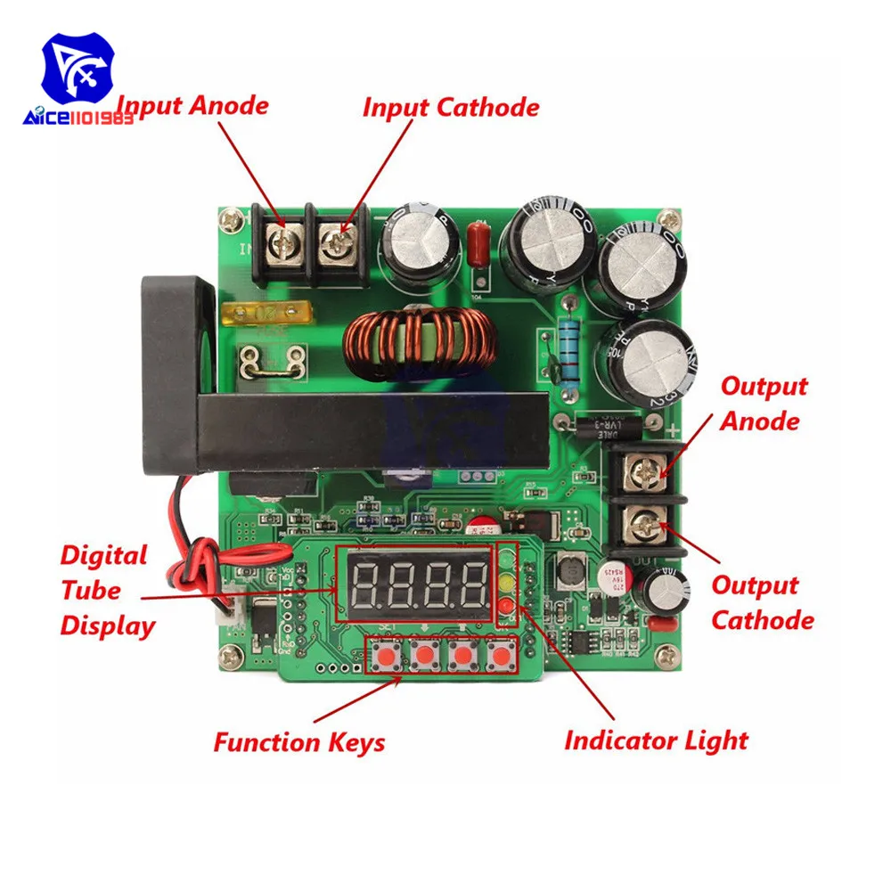Diymore 900W 15A DC-DC DC 8-60V к DC 10-120V Step Up Module LED/LCD Boost Converter Board CC CV