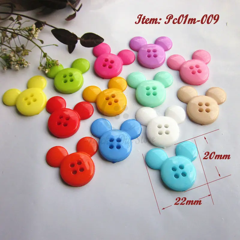 120pcs 4 holes Mixed color Mickey scrapbooking buttons plastic craft decoration buttons handmade sewing material wholesale