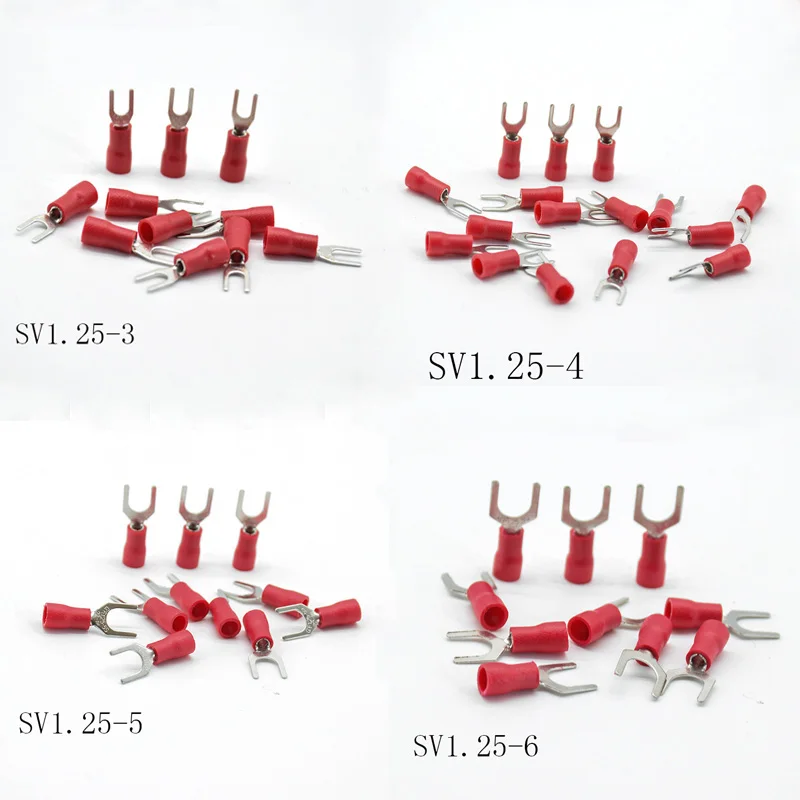 50pcs SV1.25-3/4/5/6/8 Furcate Terminal Cable Wire Connector Insulated Wiring Terminals electrical Lug crimp terminal