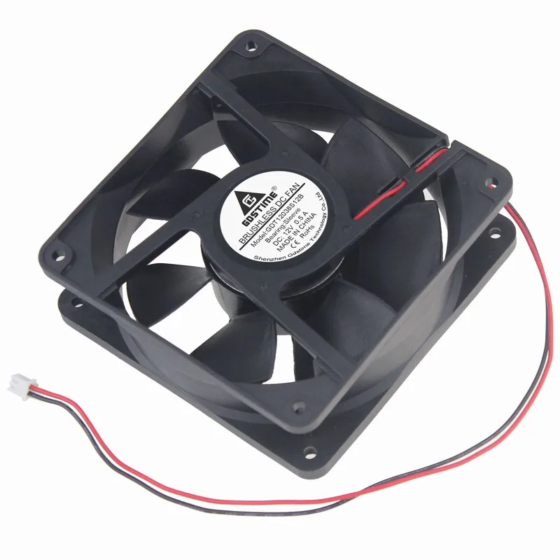 

Gdstime 2 Pcs DC 12V 120mm x 38mm PC System Cooler 120x120x38mm 2Pin Computer Case Cooling Fan 12cm 12038s Sleeve Radiator