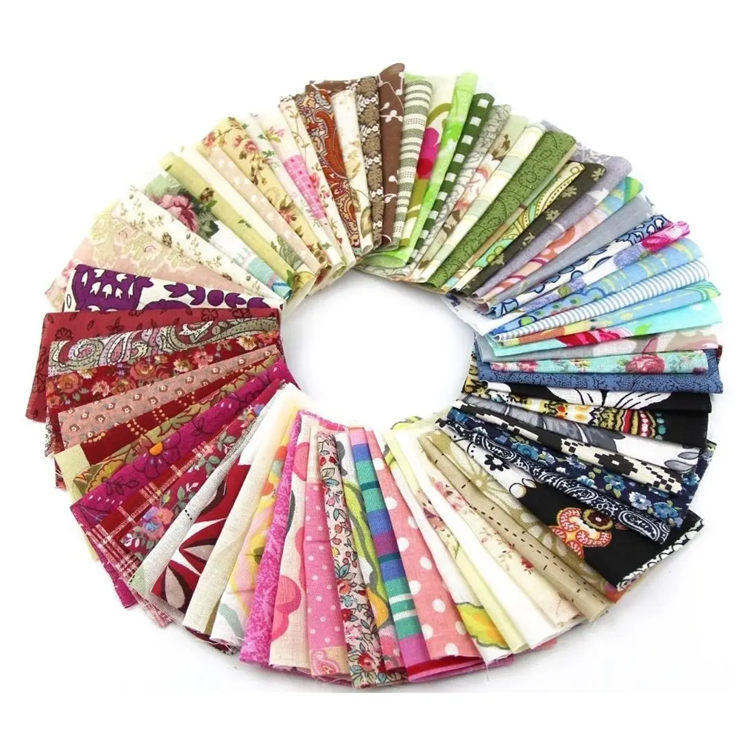 50Pcs Fabric Patchwork Craft Cotton Material Batiks Mixed Squares Bundle DIY Sewing Quilting Fat Quarters Material Tissue