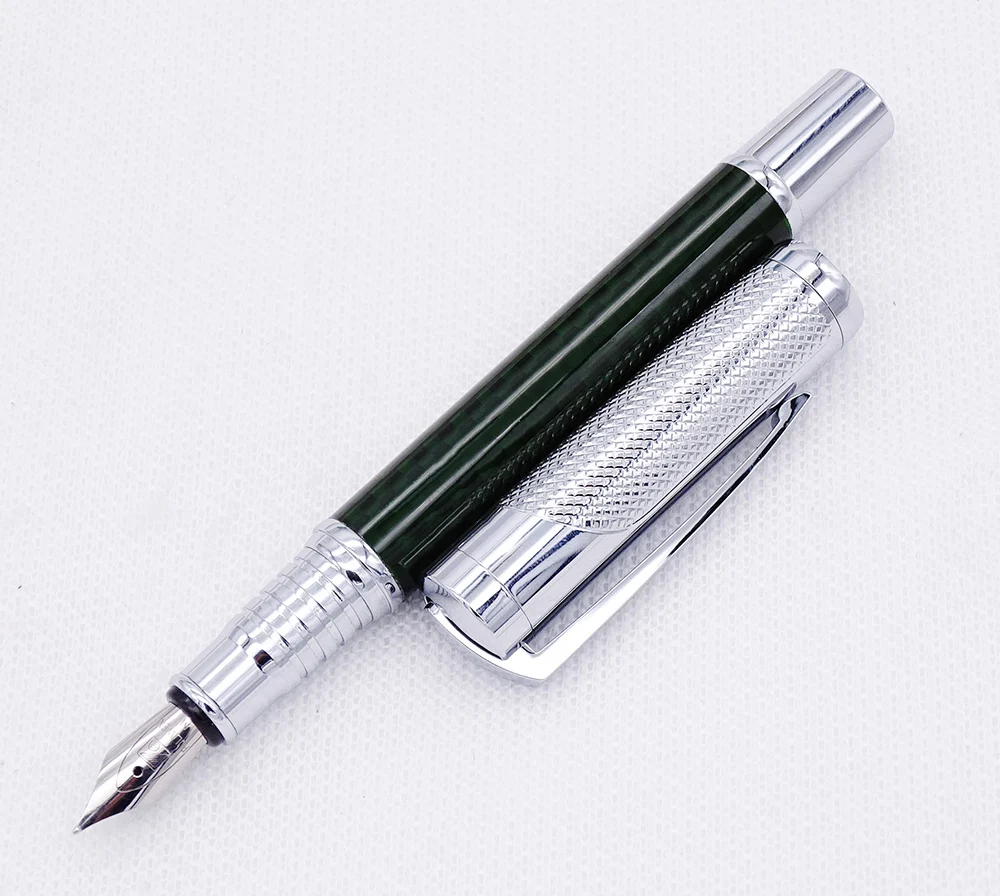 Fuliwen Carbon Fiber Exquisite Fountain Pen Medium Nib 0.7mm , Fashion Dark Green Quality Writing Pen for Office Business