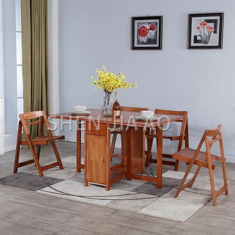 Multifunction Folding Dining Table Small Folding Dining Table And Chair Combination Solid Wood Retractable Dining Table 1PC