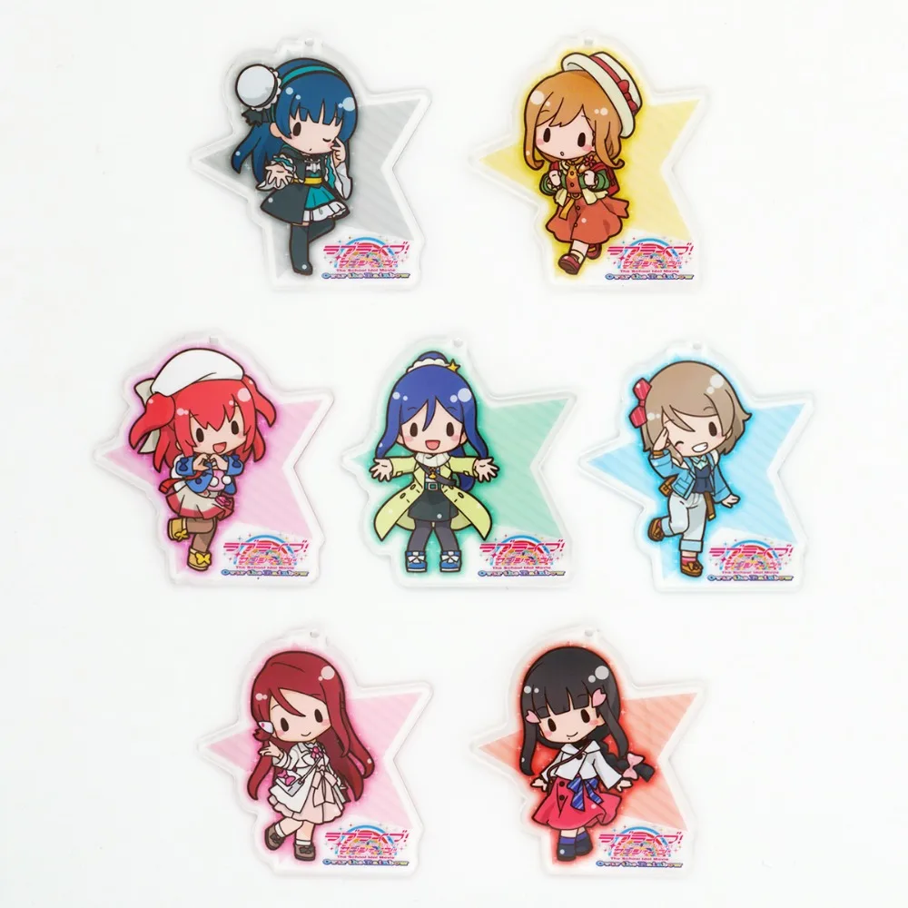 Love Live Lovelive Sunshine Aqours Over the rainbow Anime Yoshiko Hanamaru Ruby You Dia Riko Kanan Beanchain Acrylic Keychain