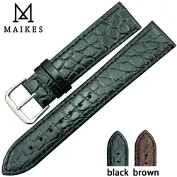 MAIKES Watch accessory Genuine leather watch band, High quality black watch strap 20mm for watch men