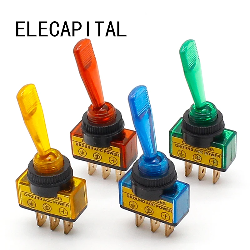 Automotive Toggle Switch 3 Pin ON-OFF with lamp DC12V 20A