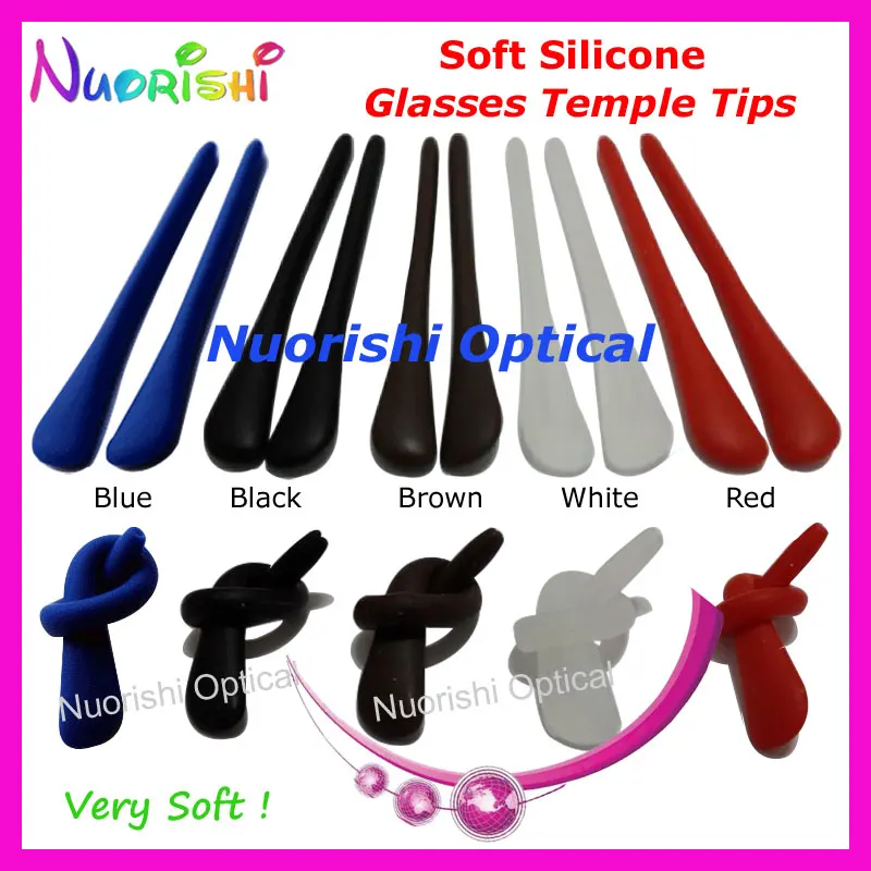 

10 pairs High Quality Silicone Anti Slip Glasses Temple Tips For Slim Metal Temple Eyeglasses Eyewear Tips T3000 Free Shipping