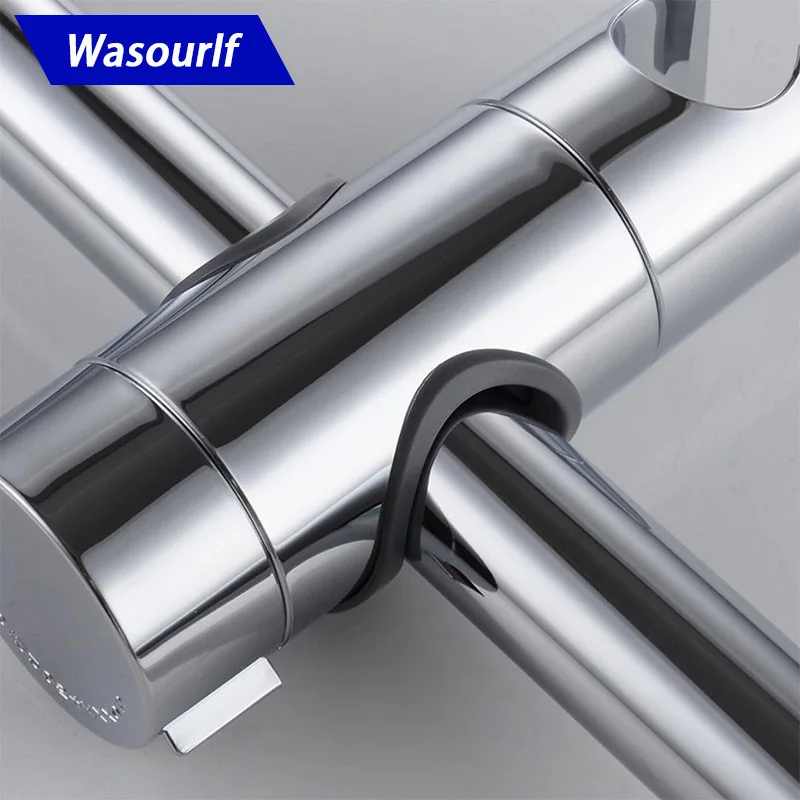 

WASOURLF Adjustable Shower Holder Bracket Seat Easy Install Rail Tube Chrome Slide Bar Clamp Bathroom Replacement Accessories