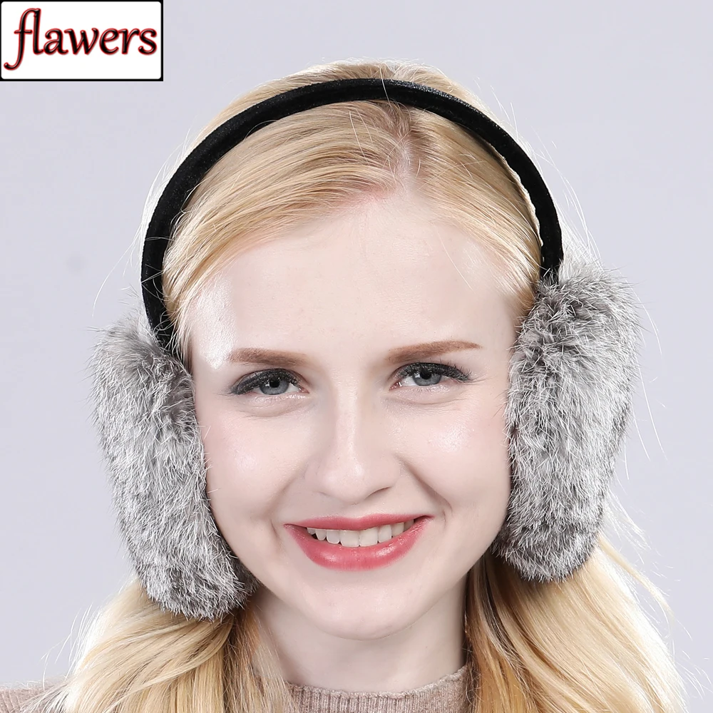 

2024 Hot Sale Fashion Genuine Real Rabbit Fur Earmuff Women Winter Warm Soft Rabbit Fur Earmuffs Russia Girls Real Fur Earmuffs