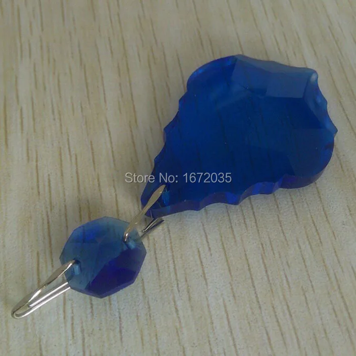 Pièces de lustre en cristal Feng Shui, pendentif coupe française, cuir chevelu baroque, prisme en cristal, document bleu, 50mm, perles de 14mm, 30 pièces