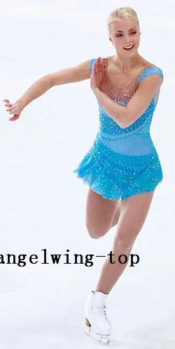 

blue figure skating dresses for women expensive crystals ice skating dress custom size competition skating dress free shipping