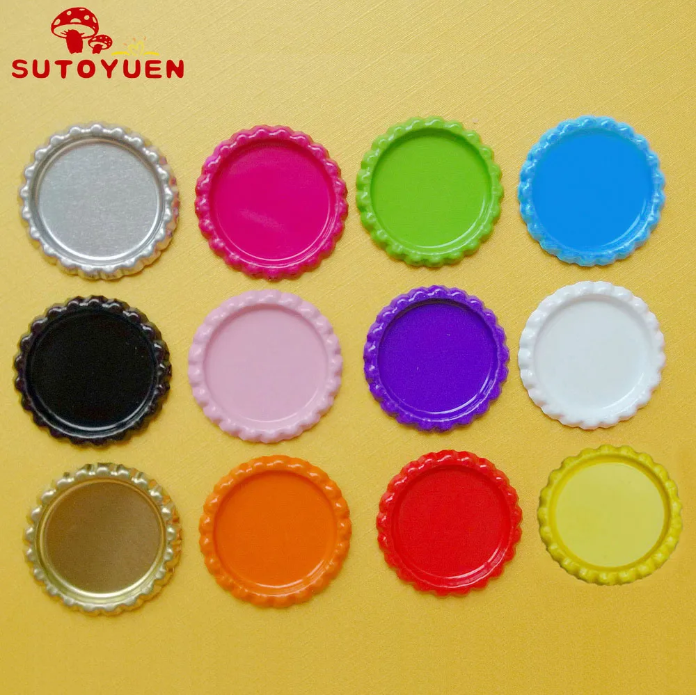 

Free Shipping 1100pcs/lot Two-side Colored 1 Inch Flattened Bottle Caps For Carfts Diy Hairbow Hair bows Necklace Pendant