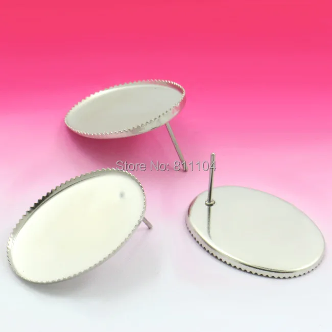 

Blank Stainless Steel stud Earrings Bases with 18x25mm Oval Bezel tray Cabochon Settings Earrings post DIY Findings