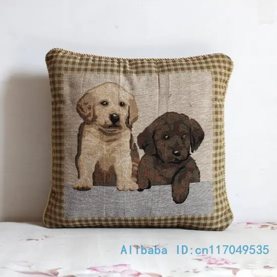 Pillowcase 1PCS 17 inch (45cm*45cm) Classic 2 Dogs Cotton Pillow Cover Wholesale P147