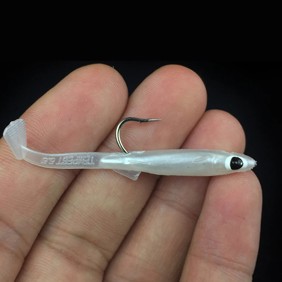 3pcs/lot Fishing Lure Fish Eel Lure white Soft Baits with hook 5.5cm 0.7g Small Fish Eel artificial bait Pesca Leurre