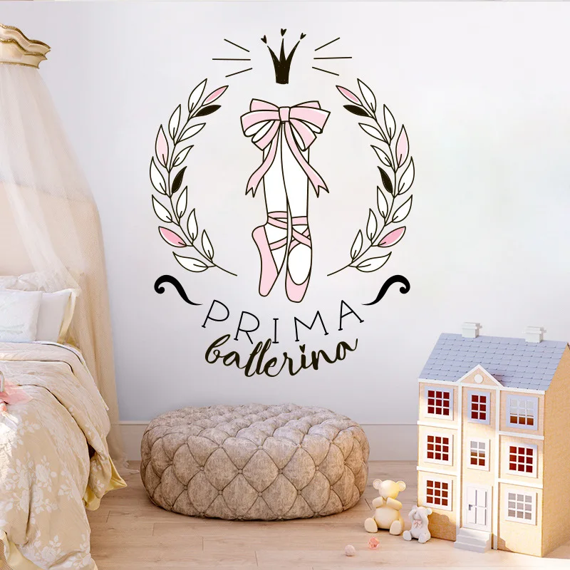 Cartoon Ballet Dance Adesivo De Parede Para Crianças, Decoração Do Quarto Da Menina, Mural Em Casa, Decalques De Porta, Papel De Parede Auto-adesivo, Cartaz De Geladeira