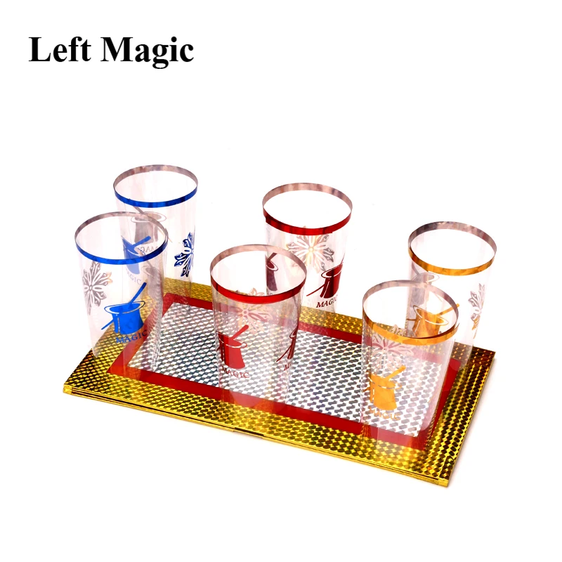 Six Cups Out From Two Plates Magic Trick Cups Appearing Stage Magic Props  Board Illusions Gimmick Accessory Funny