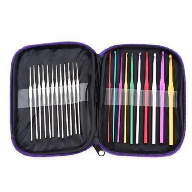 100set Practical 22 Pc/Set Multi Stainless Steel Needles Crochet Hooks Set Knitting Needle Tools With Case Yarn Craft Kit