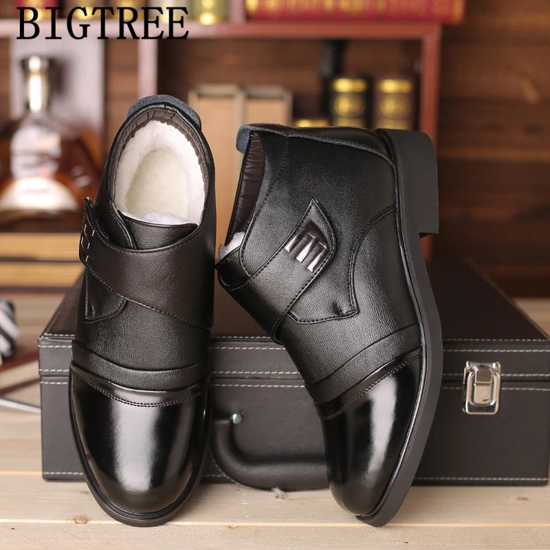 Snow Boots Men Boots Genuine Leather Dad Shoes Leather Shoes Mens Dress Boots Winter Shoes Men Zapatillas Hombre Deportiva Buty