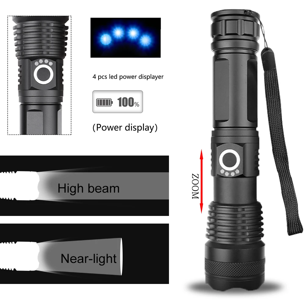 90000LM Most Powerful XHP50 LED Bicycle Flashlight USB Rechargeable USB Zoom Bike Light Torch 18650 26650 for outdoor Bike Light