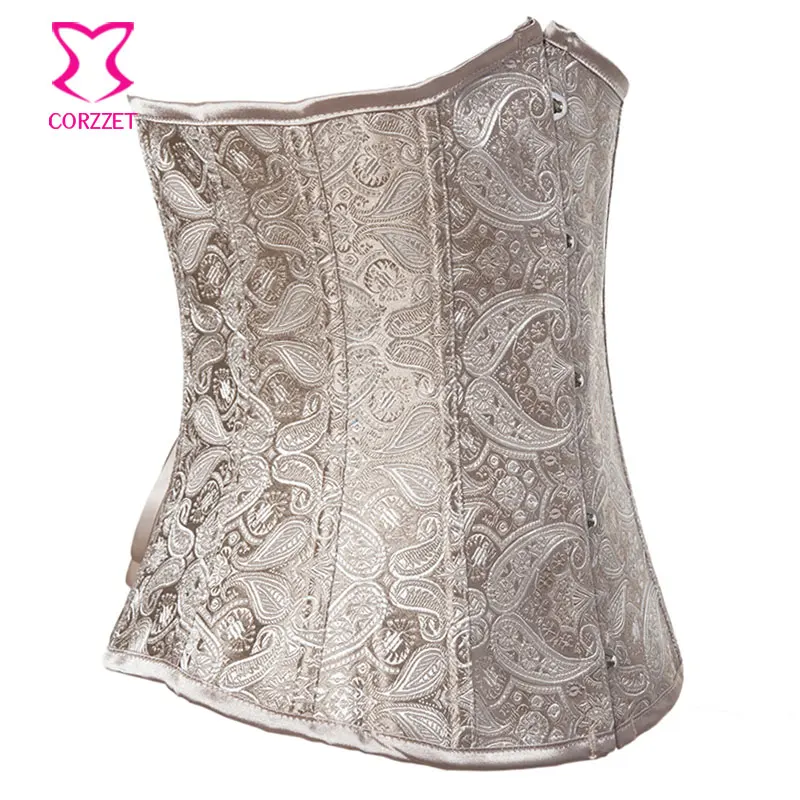 Beauty Paisley Pattern Jacquard Waist Cincher Underbust Corset Sexy Lingerie Bustier Top Corsets and Bustiers Korsett For Women