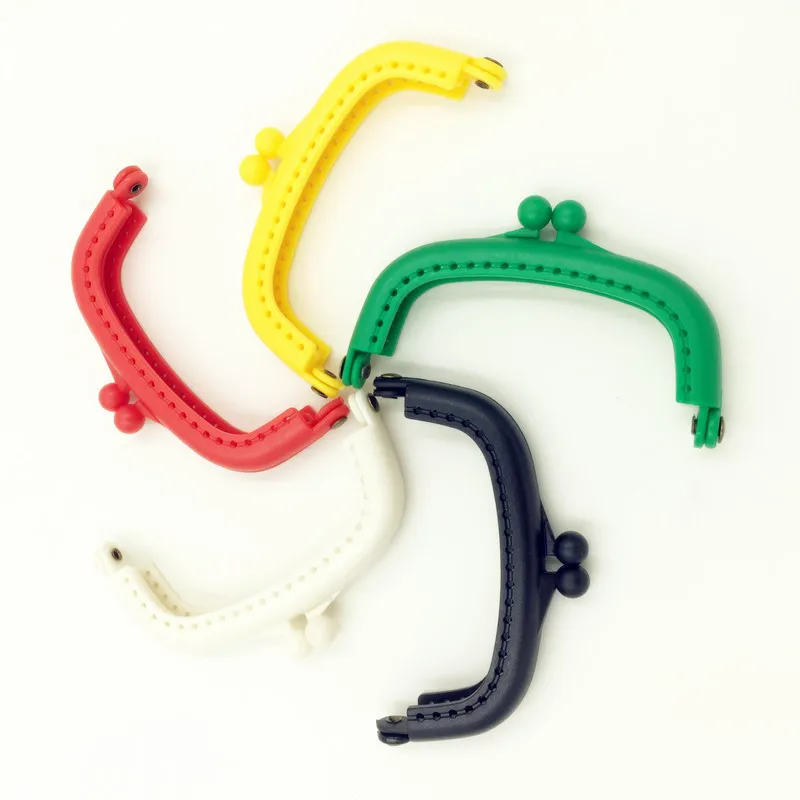 10Pcs Coins Purse Plastic Arc Frame Kiss Clasps Lock Mixed Candy Colors Handbag Handle 8.5x5cm