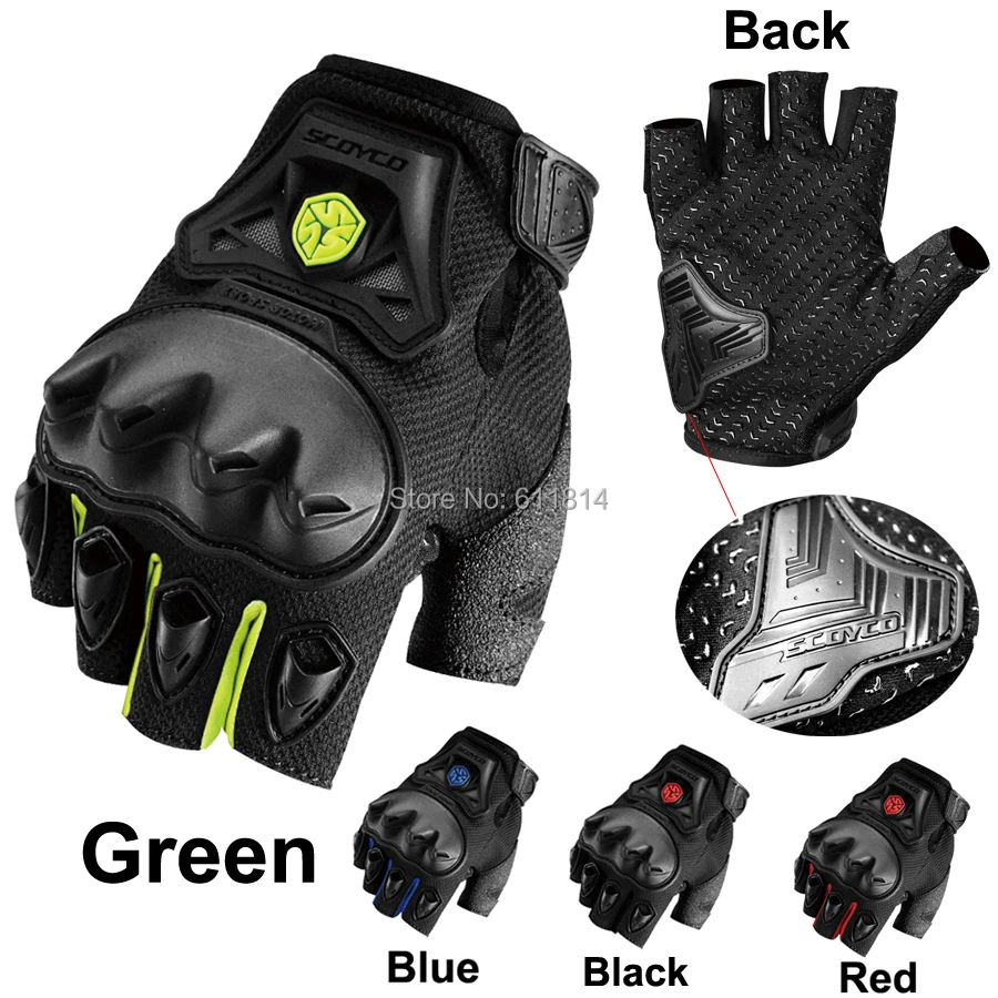 Scoyco MC29D Motorcycle Gloves Half Finger Protective shell Palm Silicon Racing Sports Silicon Gloves Motorbike Gants Moto