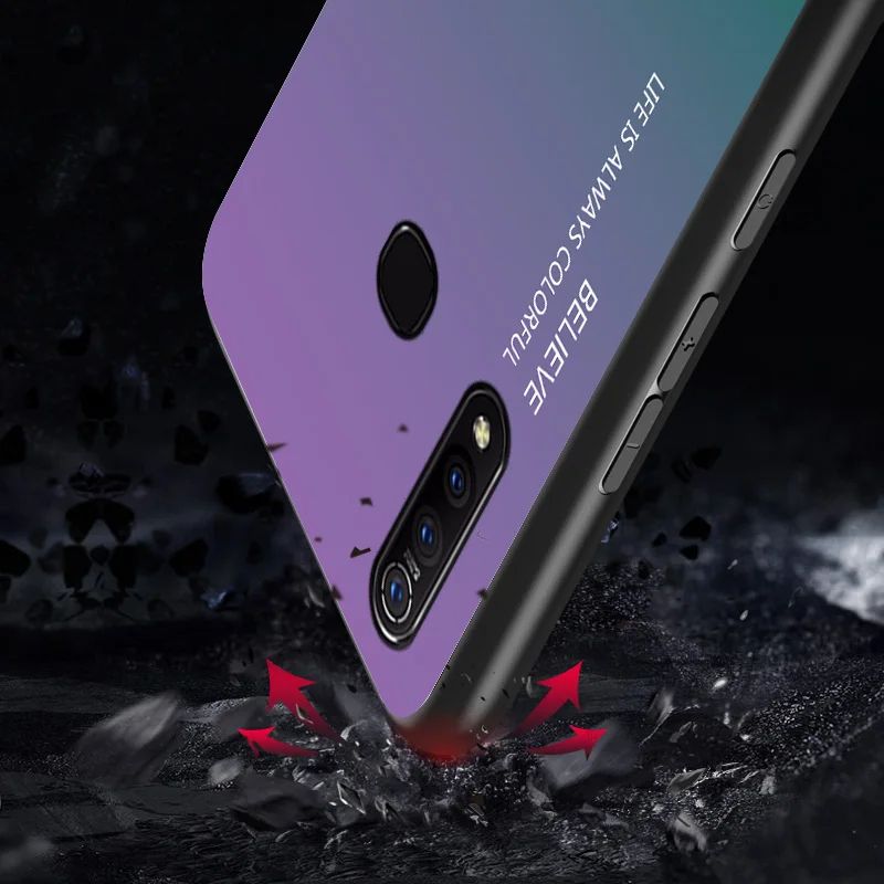 For VIVO Z5X Case Fashion Hard Tempered Glass Luxury Gradient Protective Back Cover case For vivo z5x Z5 X vivoz5x phone shell