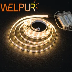 Tira de luces Led que funciona con 3 pilas AA, flexible, blanca cálida, SMD2835 50cm, 1M, 2M, 3M, 4M, 5M,