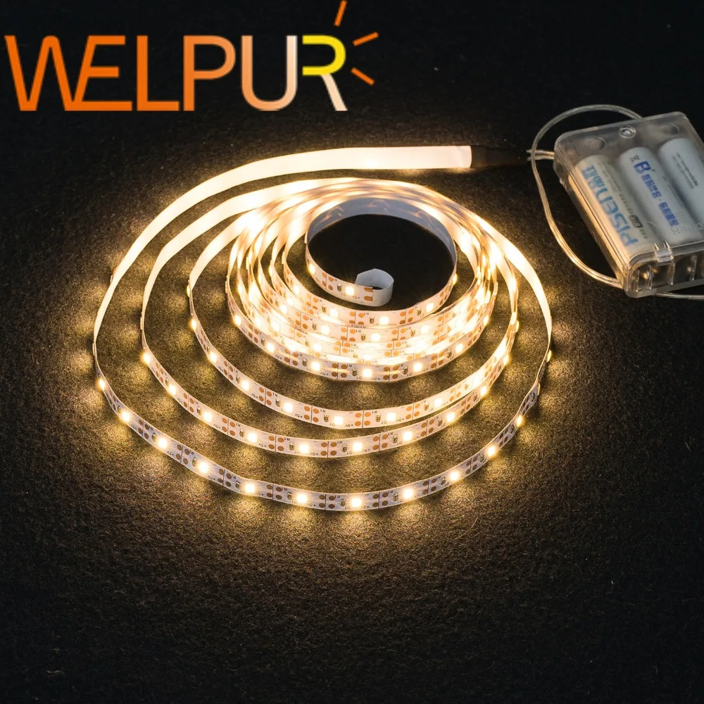 3AA Battery Power Led Strip Light SMD2835 50cm 1M 2M 3M 4M 5M Flexible Lighting Ribbon Tape White/Warm White Strip Backlight